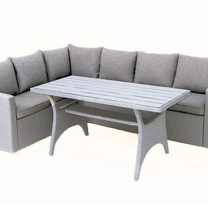 Stockholm 6 Seater Grey Rattan Garden Corner Dining Set