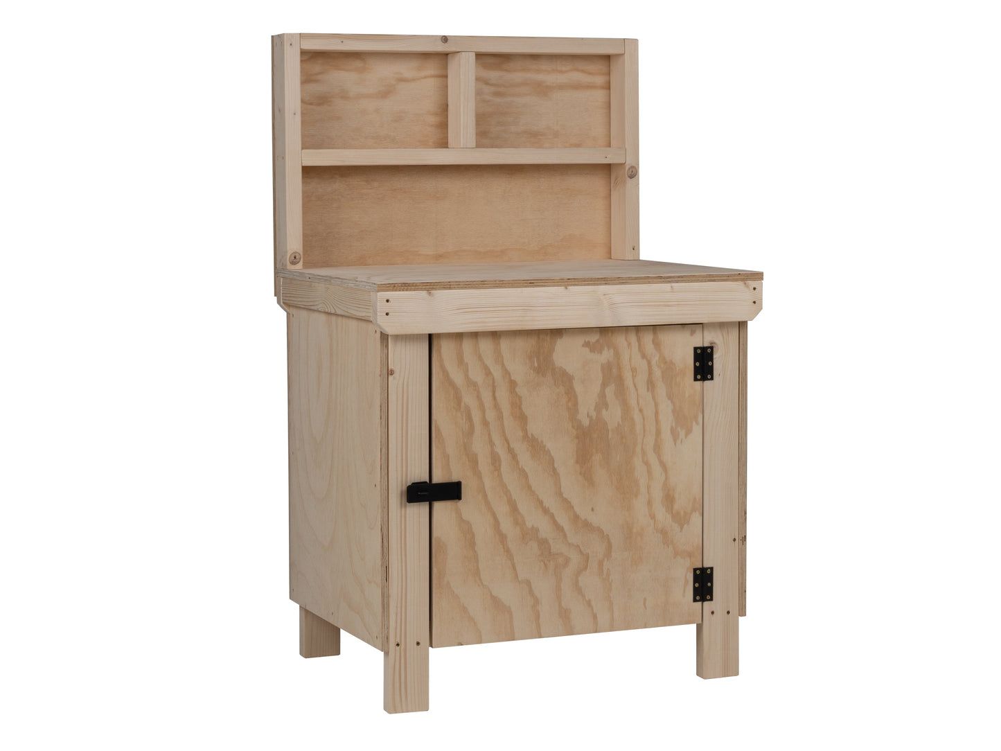 Wooden Plywood Top Workbench With Lockable Cupboard (V.9) With back panel