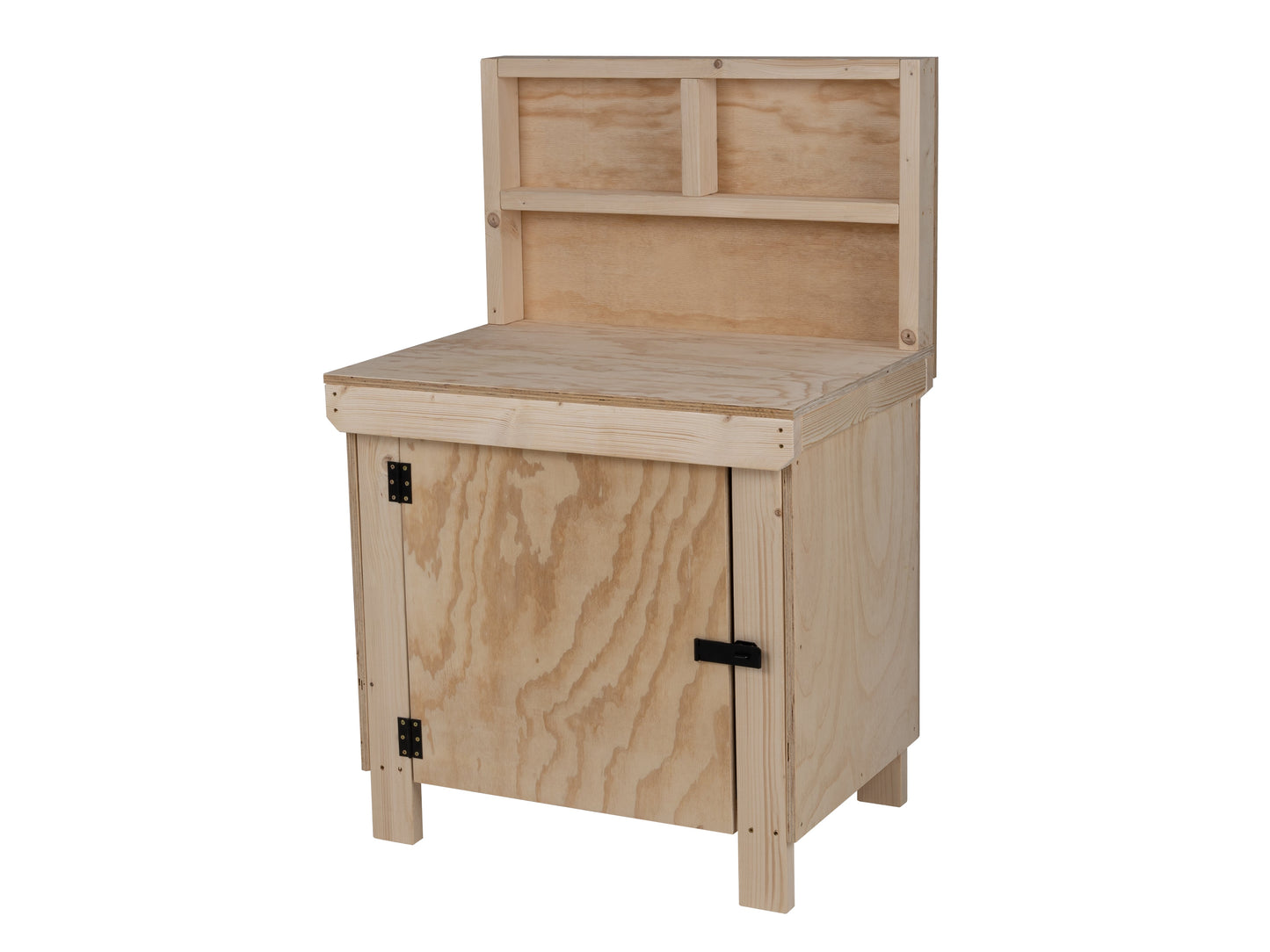 Wooden Plywood Top Workbench With Lockable Cupboard (V.9) With back panel