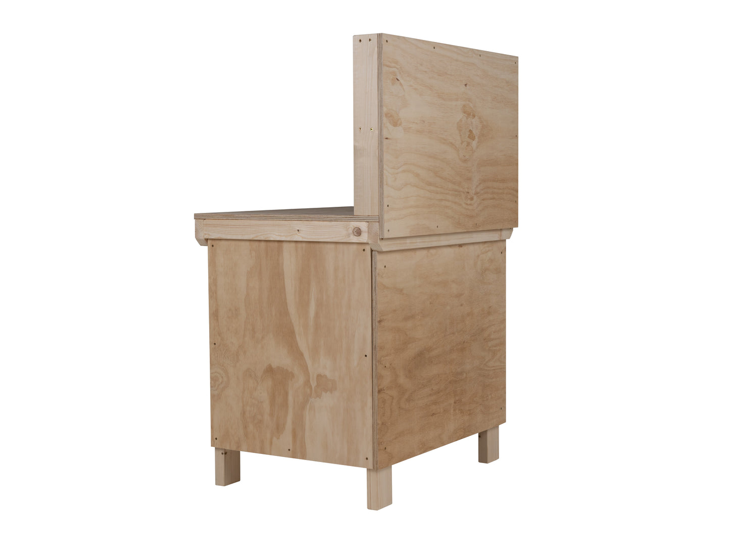 Wooden Plywood Top Workbench With Lockable Cupboard (V.9) With back panel, Double Shelf