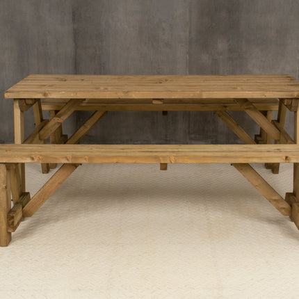 Victoria Picnic Table and Benches Set - Rustic Finish