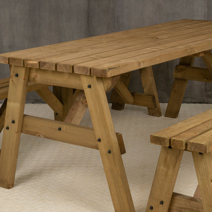 Victoria Picnic Table and Benches Set - Rustic Finish