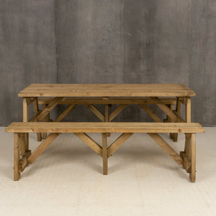 Victoria Picnic Table and Benches Set - Rustic Finish