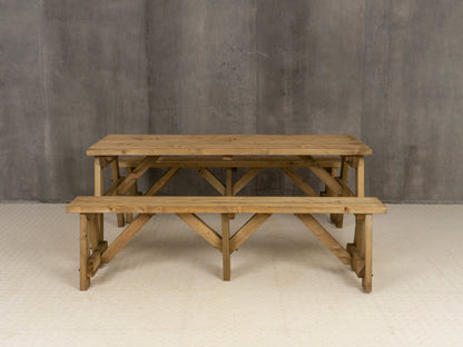 Victoria Picnic Table and Benches Set - Rustic Finish