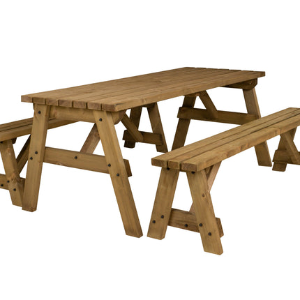 Victoria Picnic Table and Benches Set - Rustic Finish
