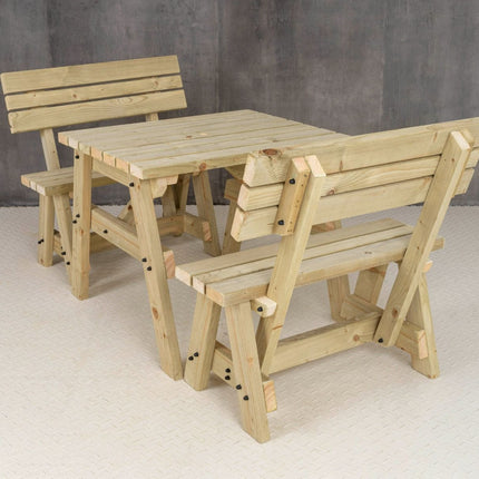 Victoria Picnic Table and Benches Set With Backrest