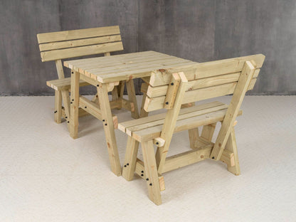 Victoria Picnic Table and Benches Set With Backrest
