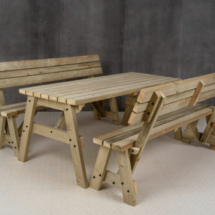 Victoria Picnic Table and Benches Set With Backrest