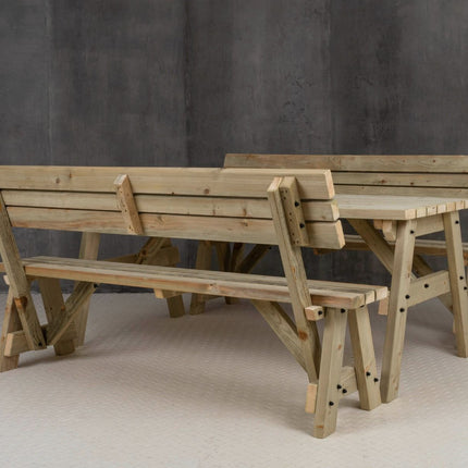 Victoria Picnic Table and Benches Set With Backrest
