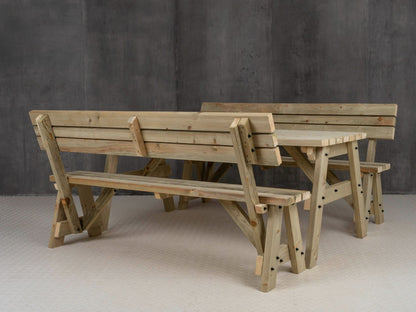 Victoria Picnic Table and Benches Set With Backrest