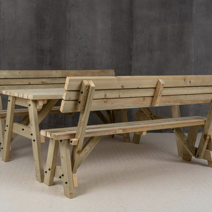 Victoria Picnic Table and Benches Set With Backrest