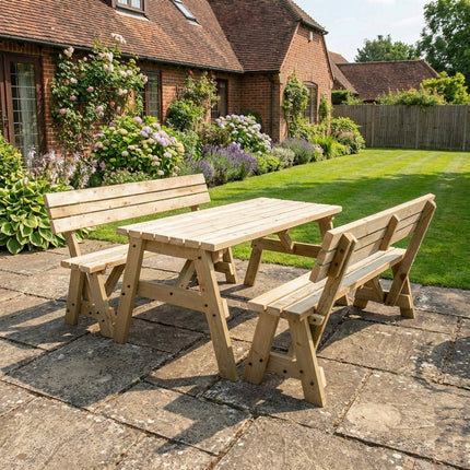 Victoria Picnic Table and Benches Set With Backrest
