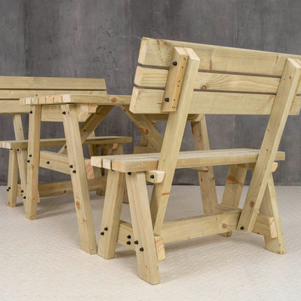 Victoria Picnic Table and Benches Set With Backrest