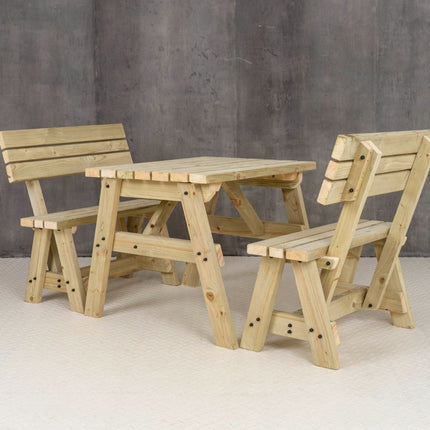 Victoria Picnic Table and Benches Set With Backrest