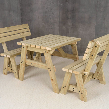 Victoria Picnic Table and Benches Set With Backrest