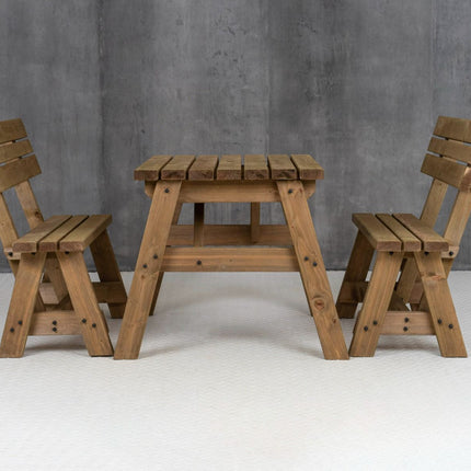 Victoria Picnic Table and Benches Set With Backrest - Rustic Finish