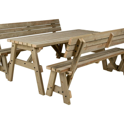 Victoria Picnic Table and Benches Set With Backrest