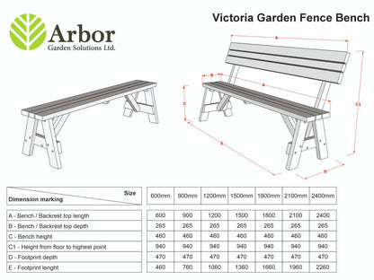 Victoria Rounded Garden Fence Bench with Backrest