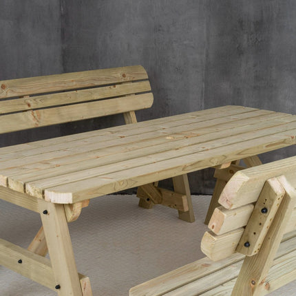 Victoria Rounded Picnic Table Benches Set With Backrest