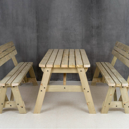 Victoria Rounded Picnic Table Benches Set With Backrest
