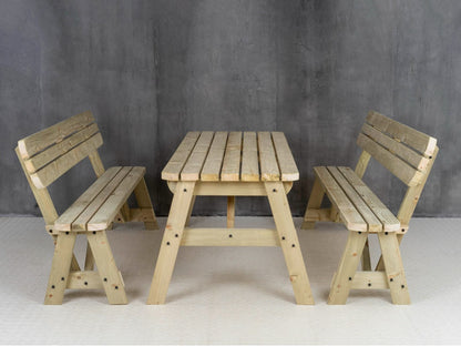 Victoria Rounded Picnic Table Benches Set With Backrest
