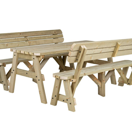 Victoria Rounded Picnic Table Benches Set With Backrest