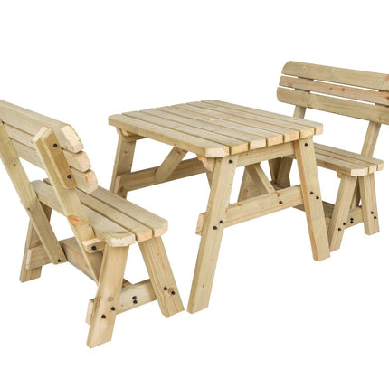 Victoria Rounded Picnic Table Benches Set With Backrest
