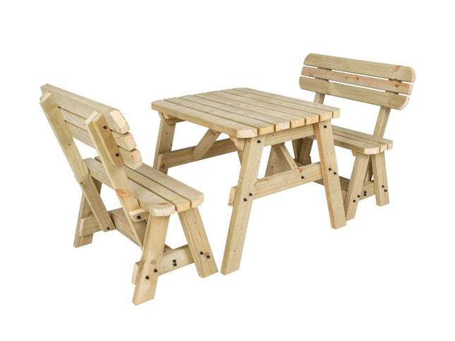 Victoria Rounded Picnic Table Benches Set With Backrest