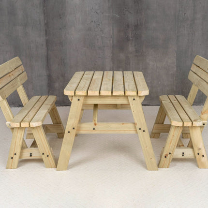 Victoria Rounded Picnic Table Benches Set With Backrest
