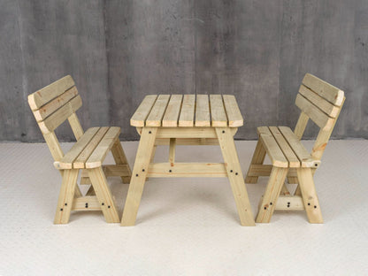 Victoria Rounded Picnic Table Benches Set With Backrest
