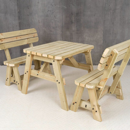 Victoria Rounded Picnic Table Benches Set With Backrest