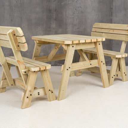 Victoria Rounded Picnic Table Benches Set With Backrest