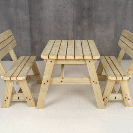 Victoria Rounded Picnic Table Benches Set With Backrest