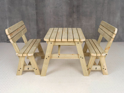 Victoria Rounded Picnic Table Benches Set With Backrest