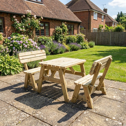 Victoria Rounded Picnic Table Benches Set With Backrest