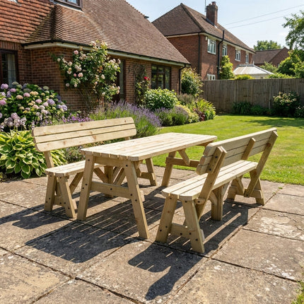 Victoria Rounded Picnic Table Benches Set With Backrest