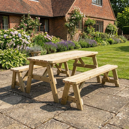 Victoria Rounded Picnic Table and Benches Set