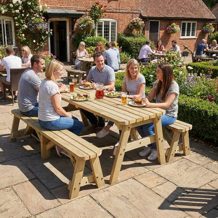 Victoria Rounded Picnic Table and Benches Set
