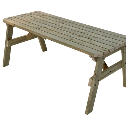 Victoria Rounded Wooden Garden Table, Outdoor Picnic Dining Desk