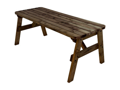 Victoria Rounded Wooden Garden Table, Outdoor Picnic Dining Desk - Rustic Finish