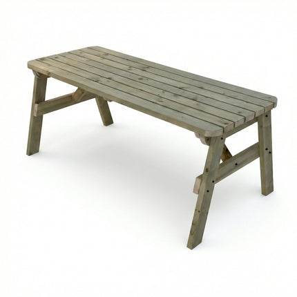 Victoria Rounded Wooden Garden Table, Outdoor Picnic Dining Desk