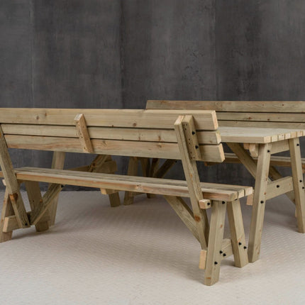 Victoria Space Saving Picnic Table and Benches Set With Backrest