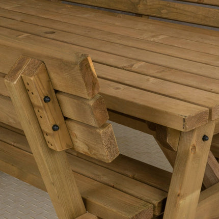 Victoria Space Saving Picnic Table and Benches Set With Backrest - Rustic Finish