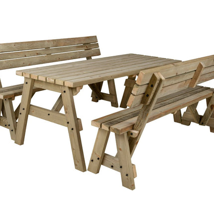Victoria Space Saving Picnic Table and Benches Set With Backrest