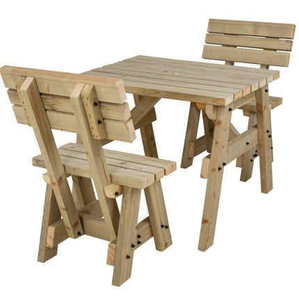 Victoria Space Saving Picnic Table and Benches Set With Backrest