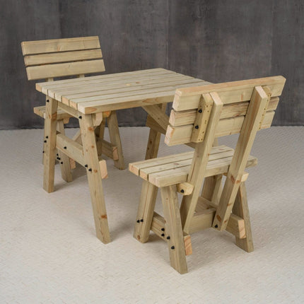 Victoria Space Saving Picnic Table and Benches Set With Backrest