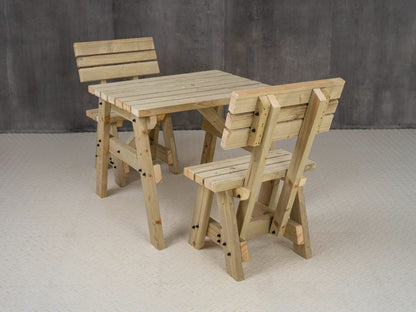 Victoria Space Saving Picnic Table and Benches Set With Backrest