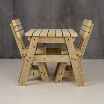 Victoria Space Saving Picnic Table and Benches Set With Backrest