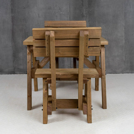 Victoria Space Saving Picnic Table and Benches Set With Backrest - Rustic Finish