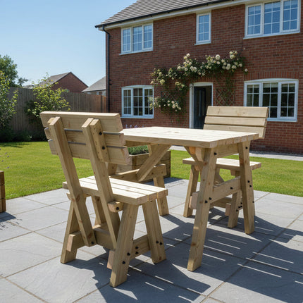Victoria Space Saving Picnic Table and Benches Set With Backrest